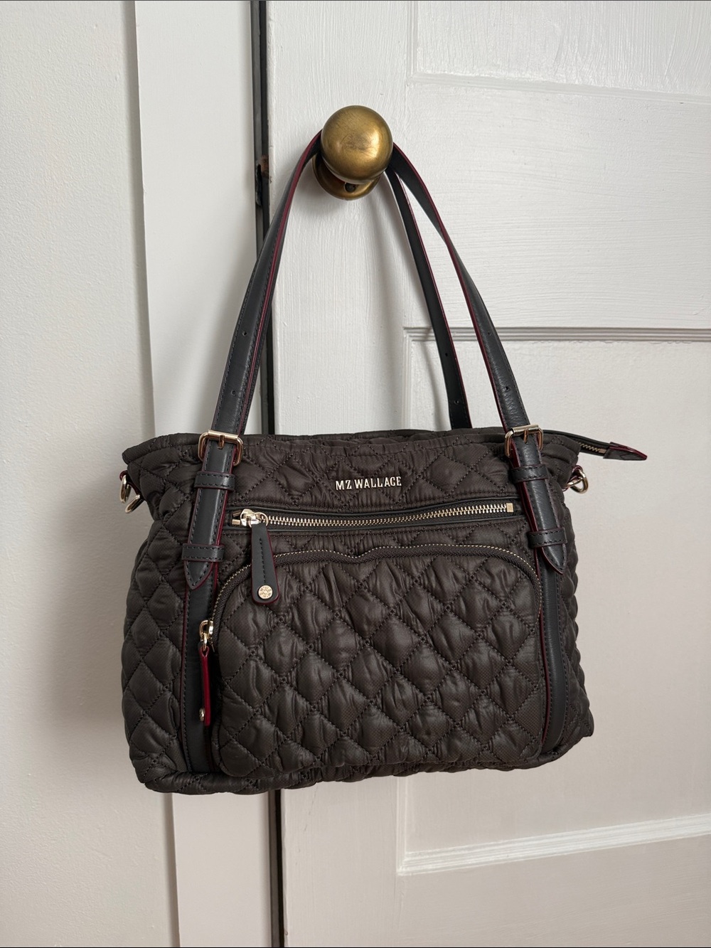 MZ Wallace Crosby Quilted Tote in Dark Grey Magnet